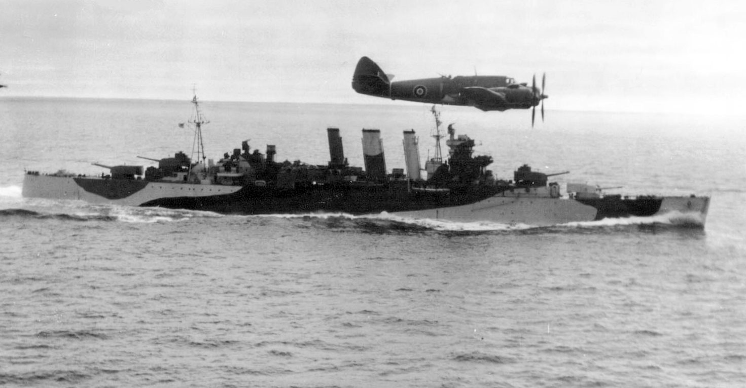 032-Beaufighter-of-254-Sqdn-flying-past-HMS-Shropshire-July-1943